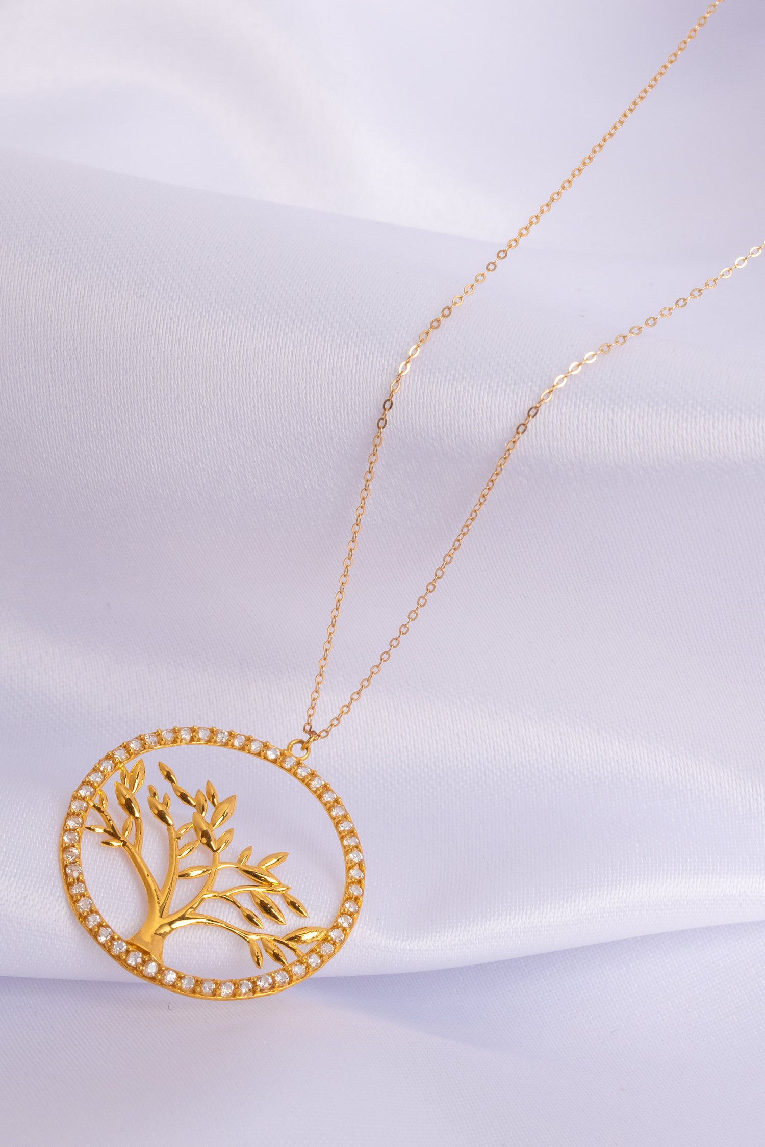 Tree of Life Elegance 21K Gold Necklace