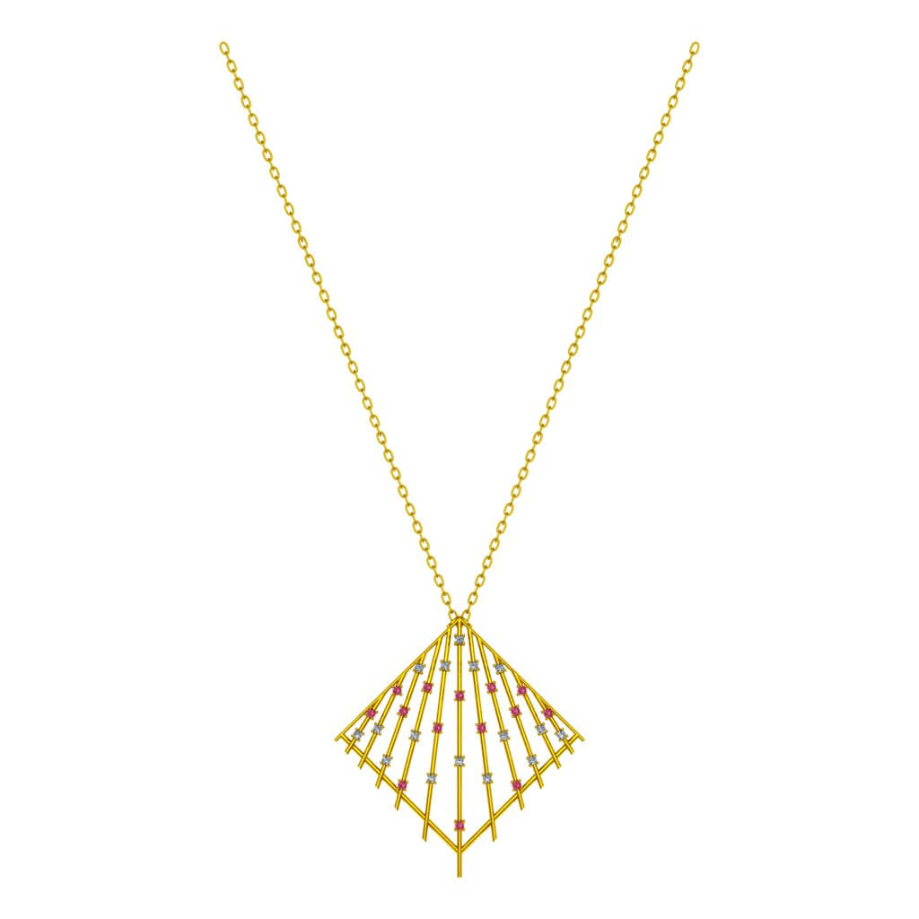 Radiant Fan Necklace Gold 21K K