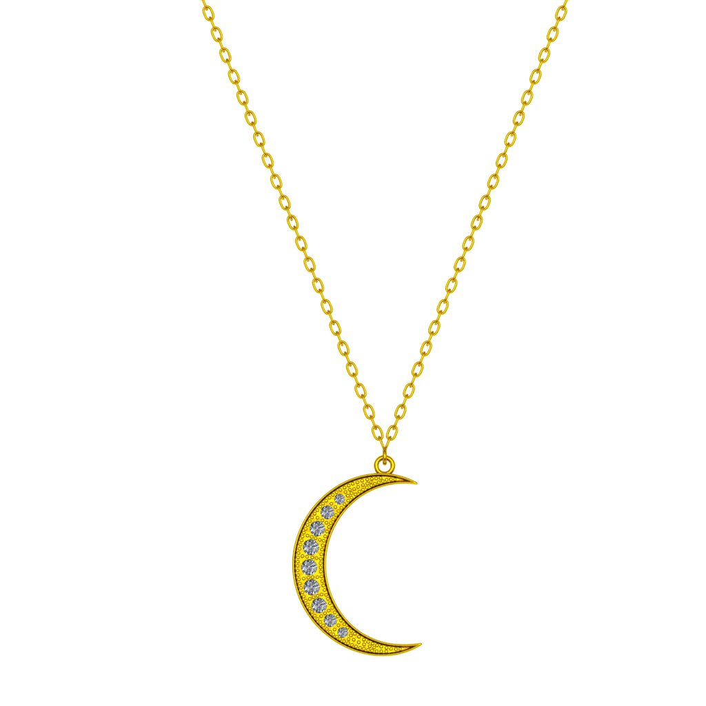Ramadan halfmoon Necklace Gold 21K