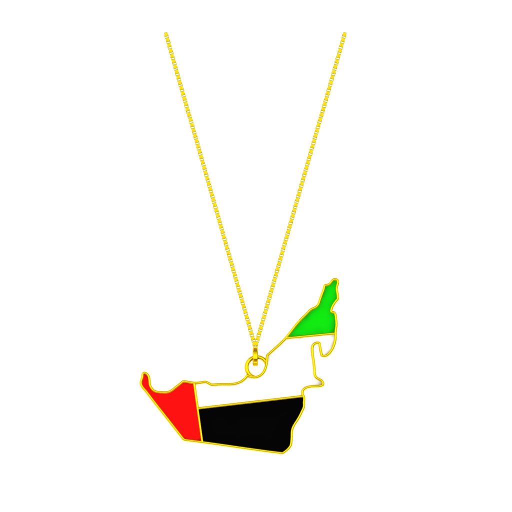UAE Map Necklace Gold 21K