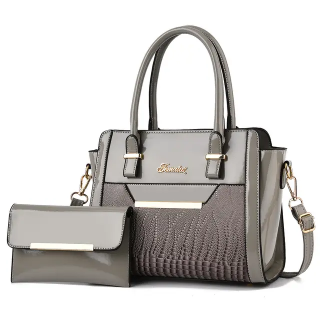 Women's PU Leather Handbag & Clutch Set