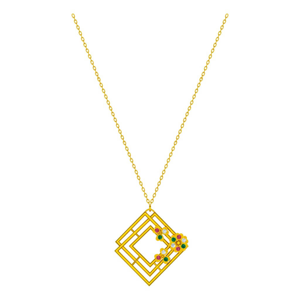 The Overlapping Squares Necklace 21k