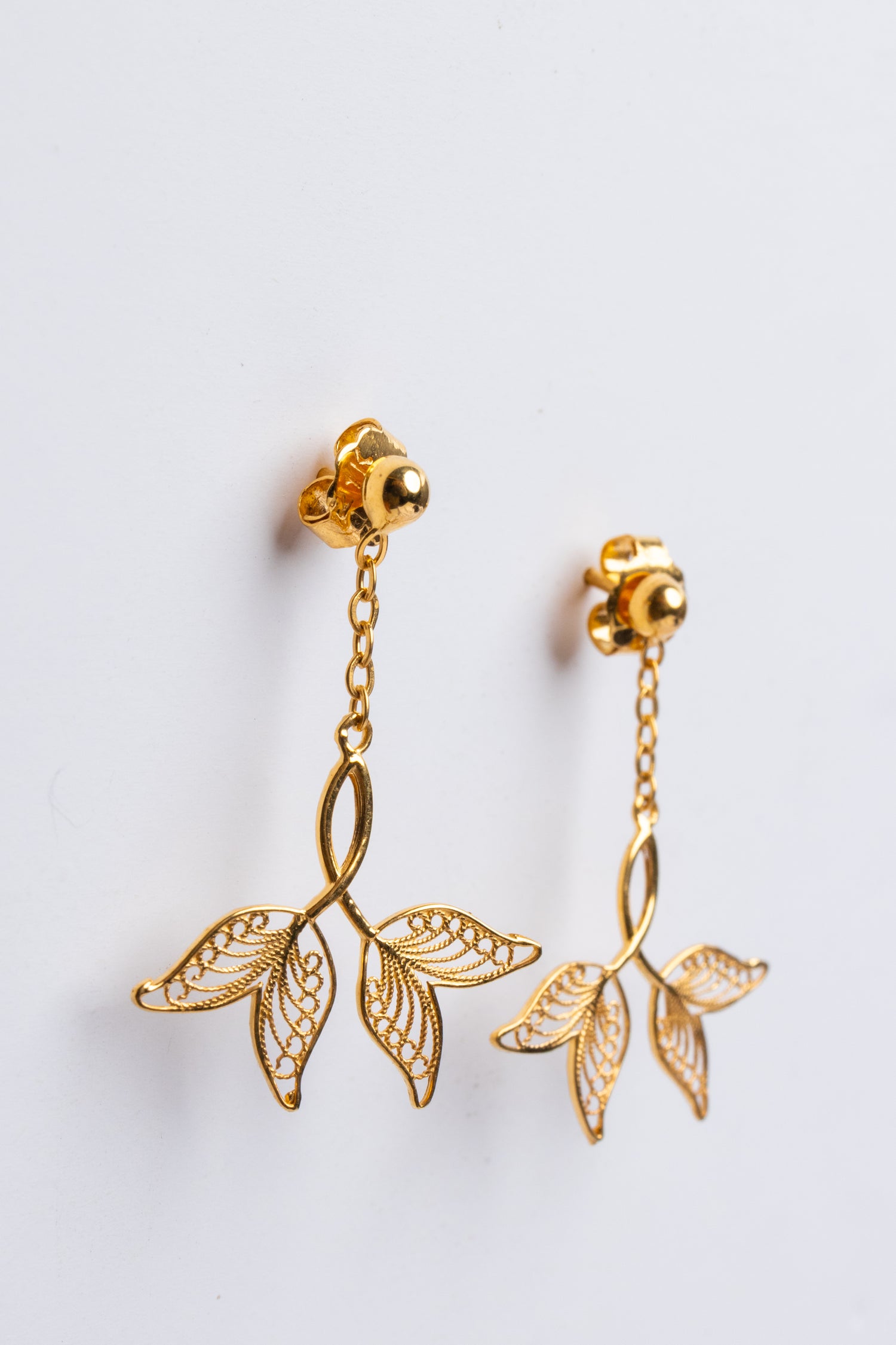 Tree Leaf Earrings Gold 21K